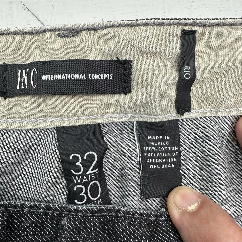 VTG INC International Concepts Rio Embroidered BootCut Jeans Men 32x30 Black Y2K